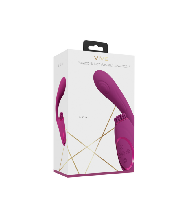Gen - Triple Motor G-Spot Vibrator with Pulse Wave and Vibrating Bristles - Pink