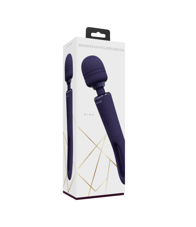 Kiku - Double Ended Wand with Innovative G-Spot Flapping Stimulator - Purple