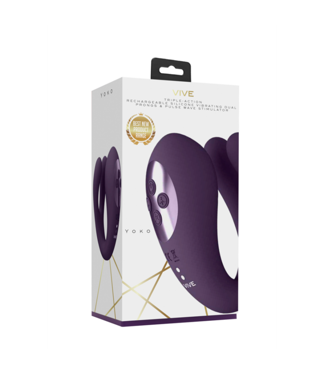 Yoko - Triple Action Vibrator Dual Prongs with Clitoral Pulse Wave