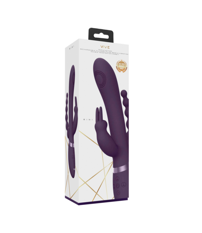 Rini - Pulse Wave  Vibrating Double Penetration Rabbit - Purple
