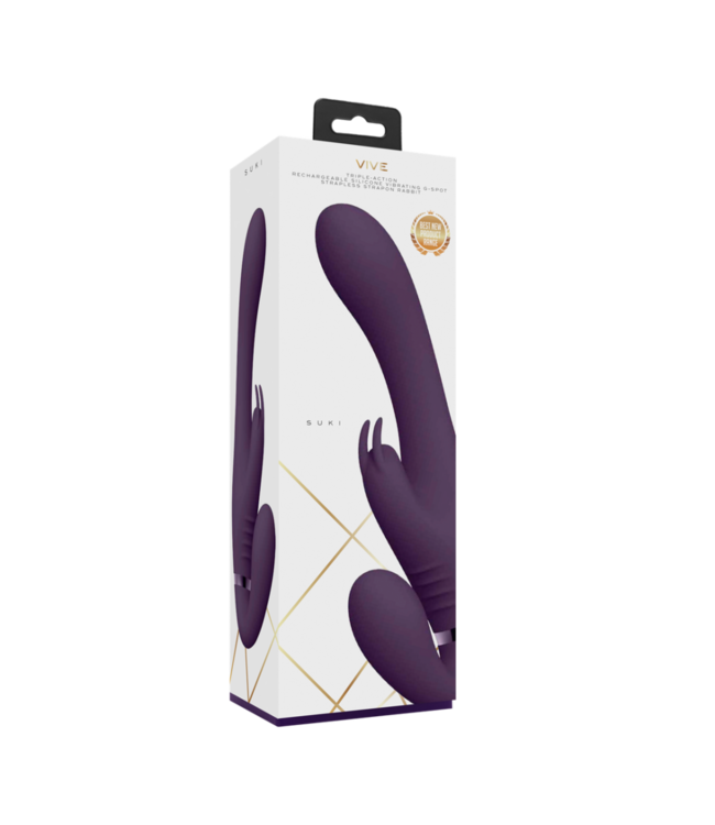 Suki - Vibrating Strapless Strap-on Rabbit - Purple
