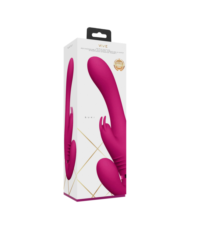 Suki - Vibrating Strapless Strap-on Rabbit - Pink