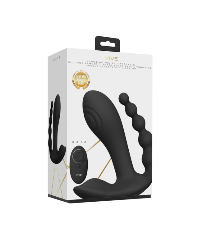 Kata - Pulse Wave  Vibrating Double Penetration Vibrator - Black