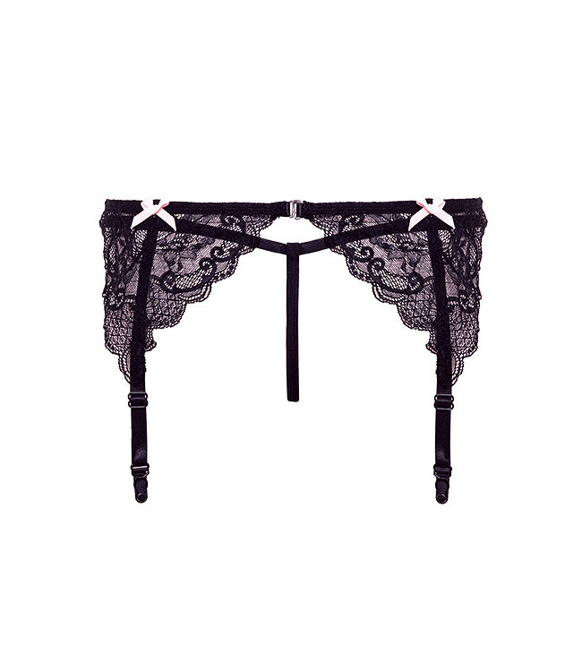 BARELY BARE GARTER BOWS & PANTY BLACK, OS