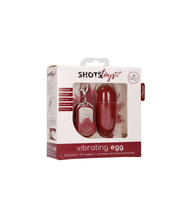 Vibrating Egg with 10 Speeds and Remote Control - L - Red