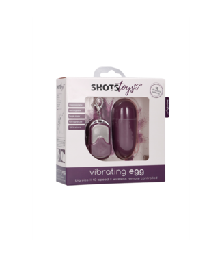 Shots Toys by Shots Vibrating Egg with 10 Speeds and Remote Control - L - Purple