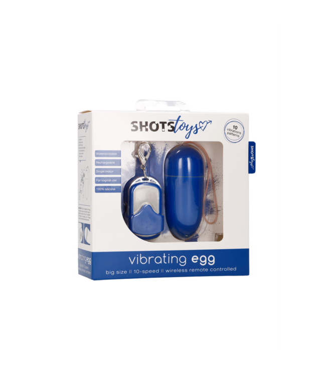 Vibrating Egg with 10 Speeds and Remote Control - L - Blue
