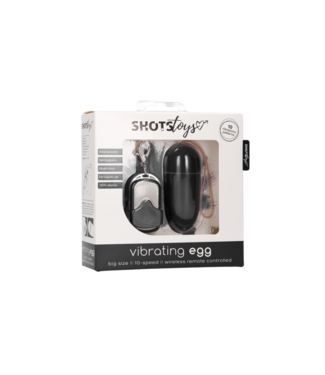 Shots Toys by Shots Vibrating Egg with 10 Speeds and Remote Control - L - Black