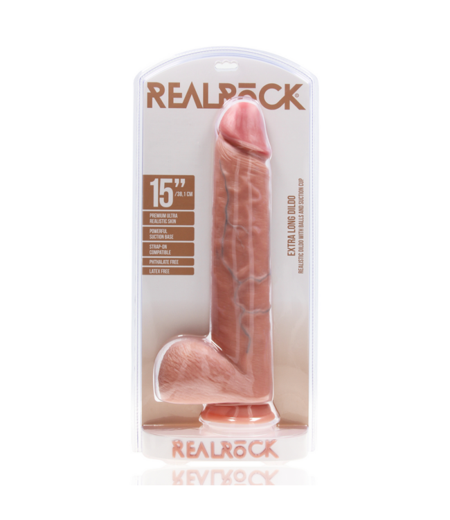 Extra Large Straight with Balls 15 / 38 cm - Flesh