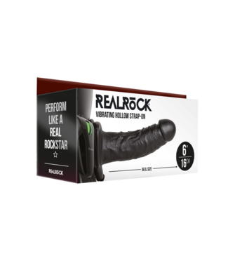 RealRock by Shots Vibrating Hollow Strap-On without Balls - 6 / 15,5 cm