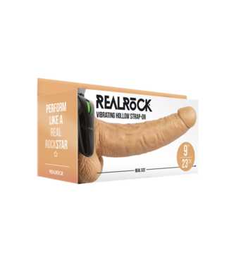 RealRock by Shots Vibrating Hollow Strap-On with Balls - 9 / 23 cm