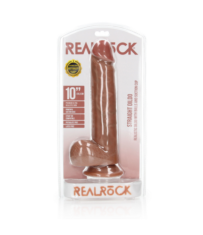 Straight Realistic Dildo with Balls and Suction Cup - 10 / 25,5 cm