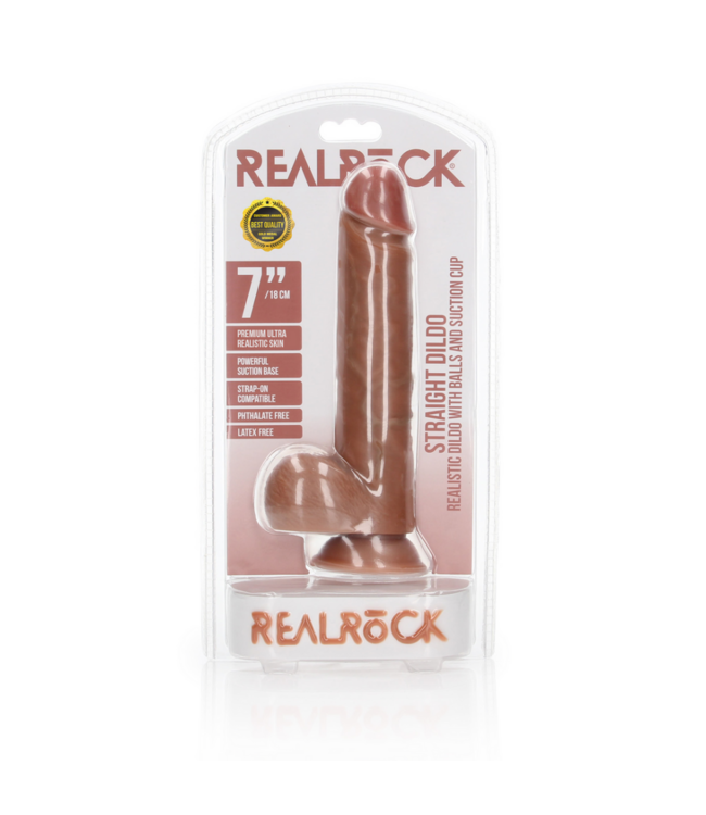 Straight Realistic Dildo with Balls and Suction Cup - 7 / 18 cm