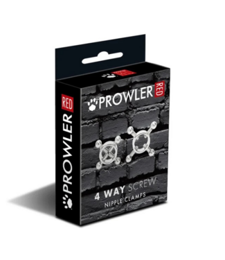 Prowler Red 4 Way Screw Nipple Clamp - Silver