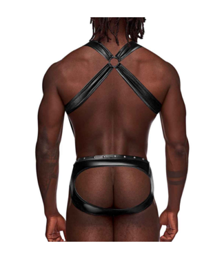 Male Power Uranus - Harness Style Open Back Jock Briefs with Suspender Straps - S/M - Black