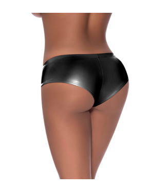 Magic Silk Low Rise Split Crotch Boy Short - L/XL - Black