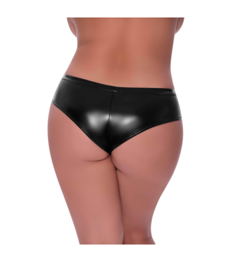 Magic Silk Low Rise Split Crotch Boy Short - 2X - Black