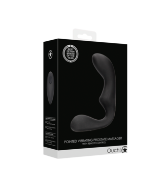 Ouch! by Shots Pointed Vibrating Prostate Massager with Remote Control - Black