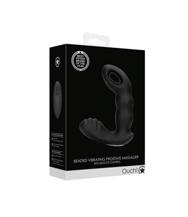 Beaded Vibrating Prostate Massager with Remote Control - Black