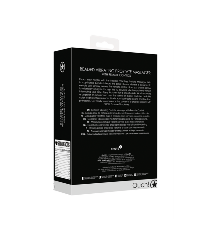 Beaded Vibrating Prostate Massager with Remote Control - Black