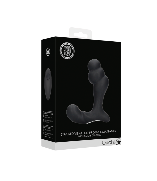 Stacked Vibrating Prostate Massager with Remote Control - Black