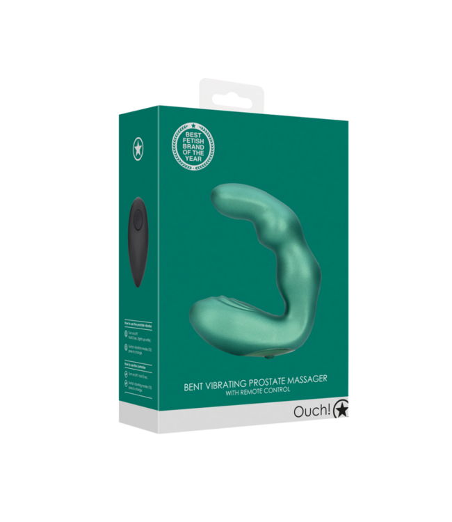 Bent Vibrating Prostate Massager with Remote Control - Metallic Green