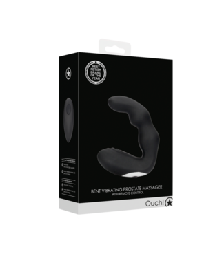 Ouch! by Shots Bent Vibrating Prostate Massager with Remote Control - Black