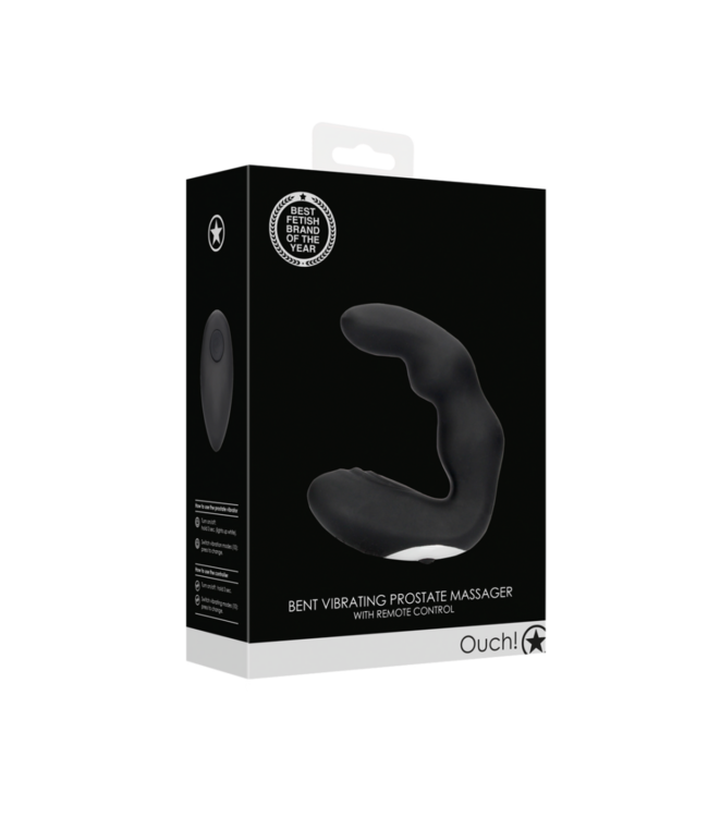 Bent Vibrating Prostate Massager with Remote Control - Black