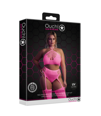 Ouch! by Shots Two Piece with Crop Top and Stockings