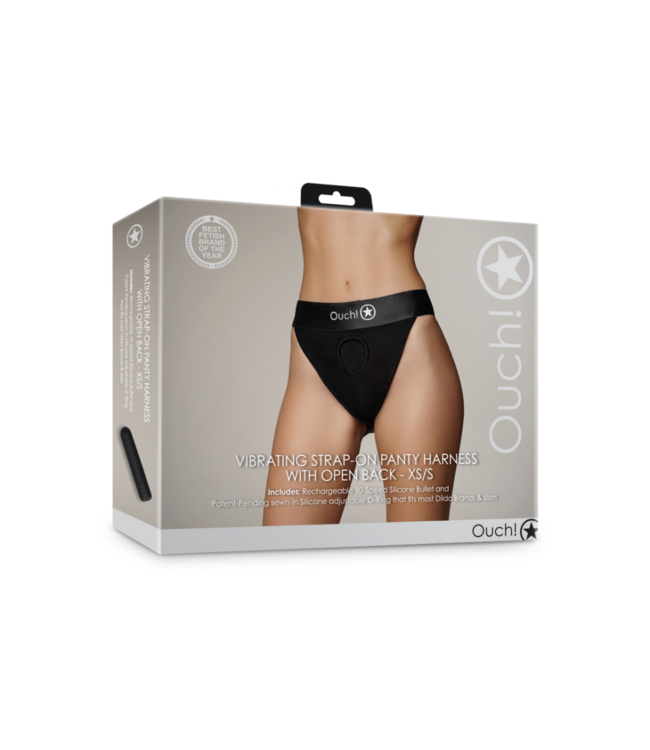 Vibrating Strap-on Panty Harness with Open Back - XS/S - Black