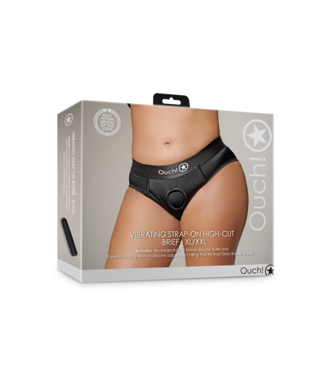 Vibrating Strap-on High-cut Brief - XL/XXL - Black