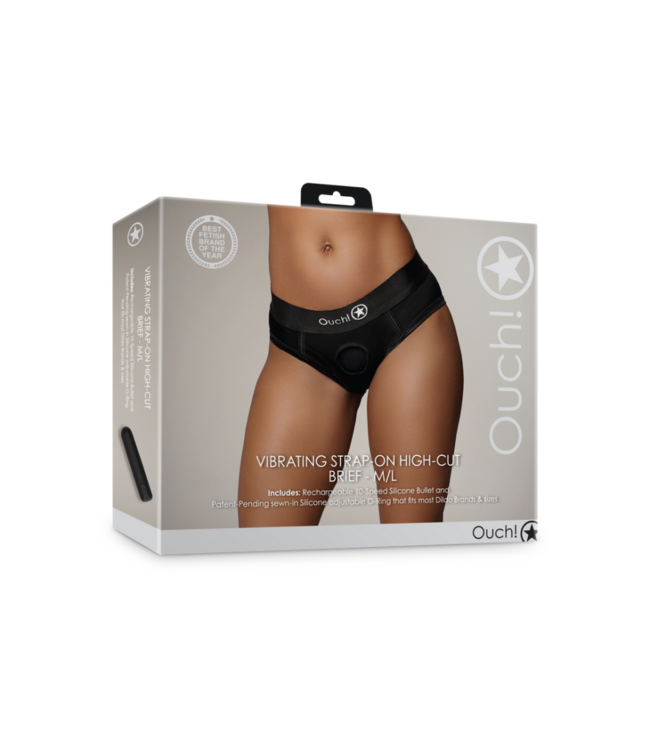 Vibrating Strap-on High-cut Brief - M/L - Black