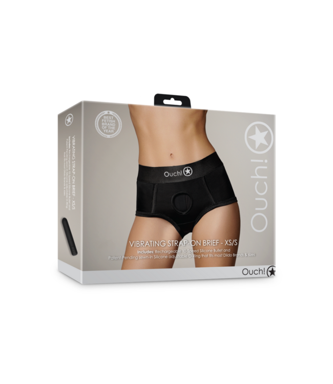 Vibrating Strap-on Brief - XS/S - Black