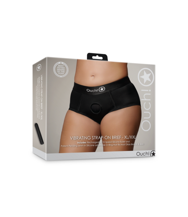 Vibrating Strap-on Brief - XL/XXL - Black