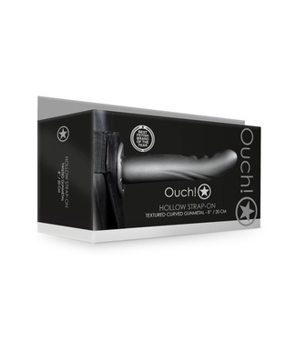 Ouch! by Shots Textured Curved Hollow Strap-On - 8 / 20 cm