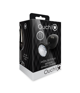 Ouch! by Shots Round Gem Butt Plug - Medium