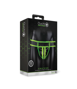 Ouch! by Shots Striped Jockstrap - Glow in the Dark - L/XL