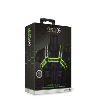 Ouch! by Shots Bulldog Harness with Buckle - Glow in the Dark - S/M