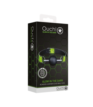 Ouch! by Shots Solid Ball Gag - Glow in the Dark