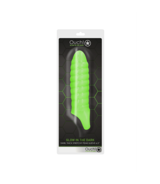 Ouch! by Shots Swirl Thick Stretchy Penis Sheath - Glow in the Dark