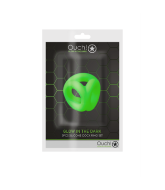 Ouch! by Shots Cockring  Ball Strap - Glow in the Dark