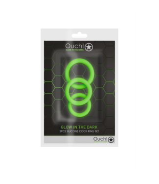 Ouch! by Shots Cockring Set - Glow in the Dark - 3 Pieces