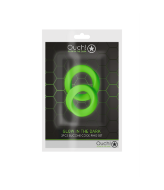 Ouch! by Shots Cockring Set - Glow in the Dark - 2 Pieces