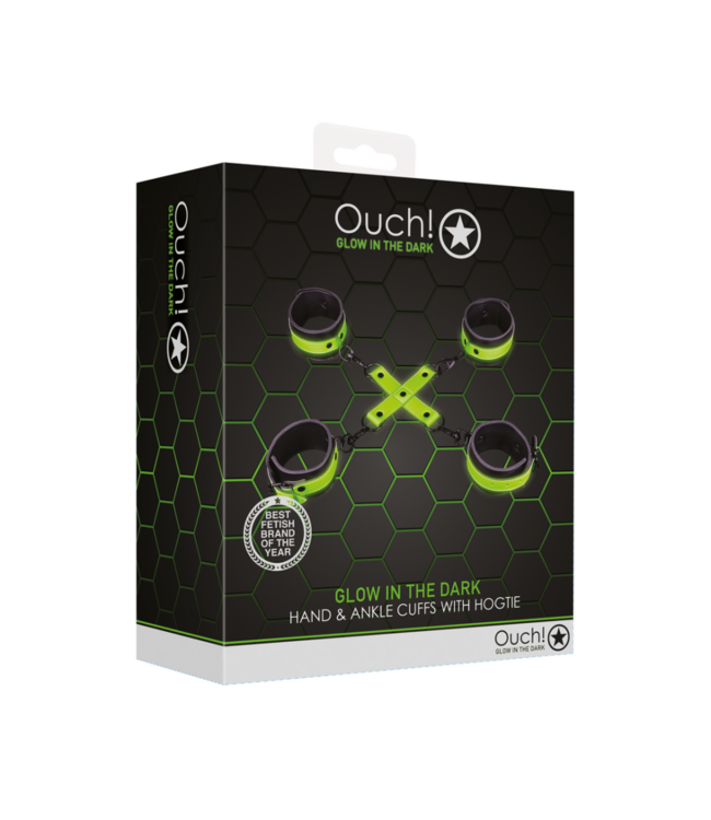 Hand and Ankle Cuffs with Hogtie - Glow in the Dark