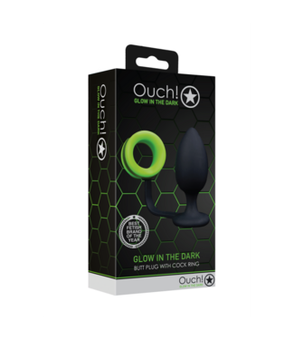 Ouch! by Shots Butt Plug with Cockring - Glow in the Dark