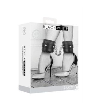 Ouch! by Shots Plush Bonded Leather Ankle Cuffs