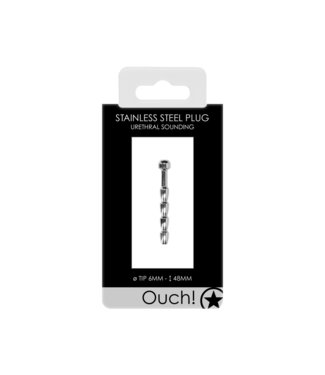 Ouch! by Shots Ribbed Hollow Penis Plug - 0.2 / 6 mm
