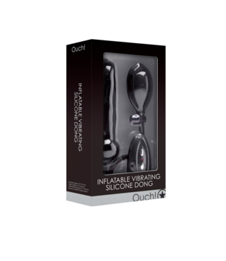 Ouch! by Shots Inflatable and Vibrating Silicone Dildo - Black