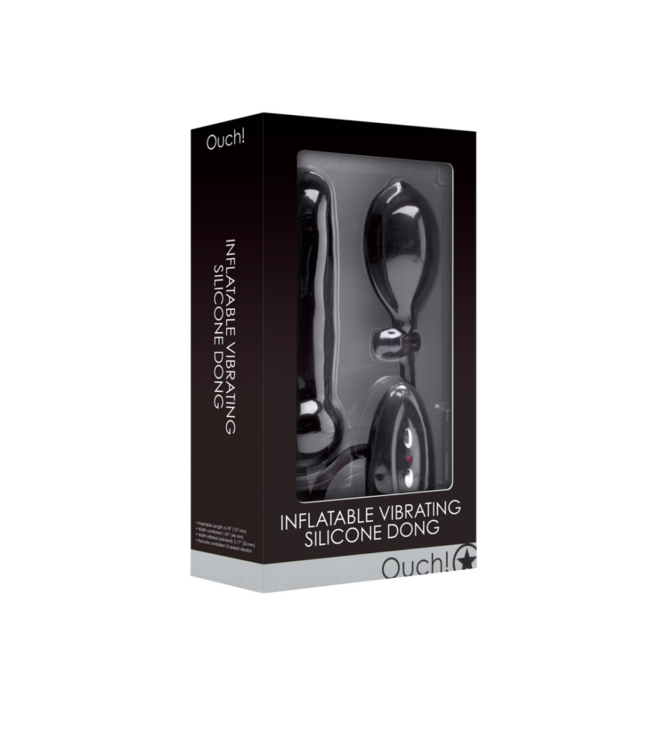 Inflatable and Vibrating Silicone Dildo - Black