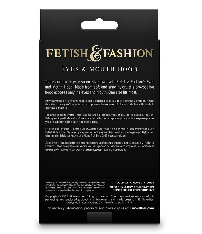 FETISH & FASHION EYES & MOUTH HOOD BLACK